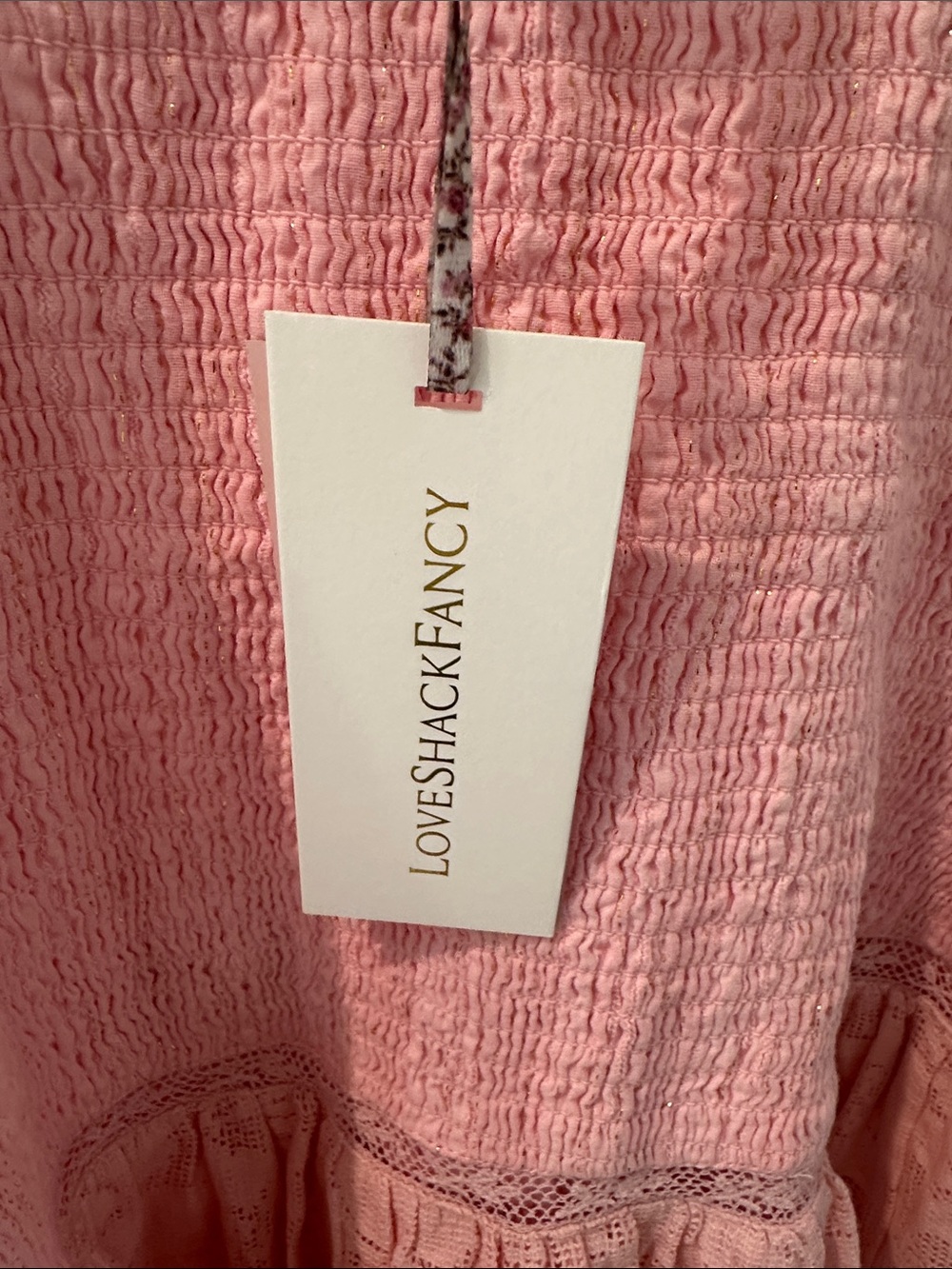 LoveShackFancy Blush Pink Smocked Lace Dress - Picture 2 of 4